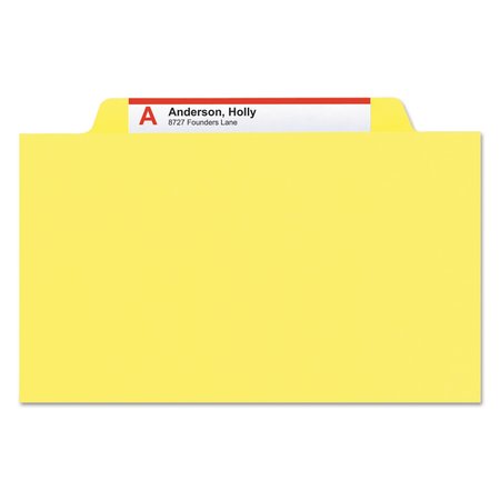 Smead Pressboard Folder Top Tab, Yellow, PK10, Expanded Width: 2" 13704